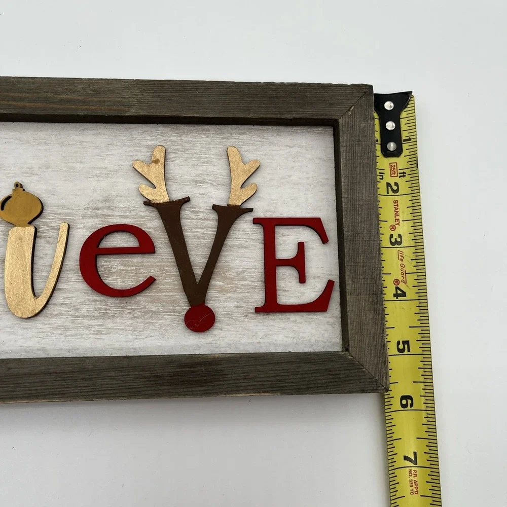 Rustic Wooden Christmas Believe Sign Farmhouse Holiday Wall Decor 15